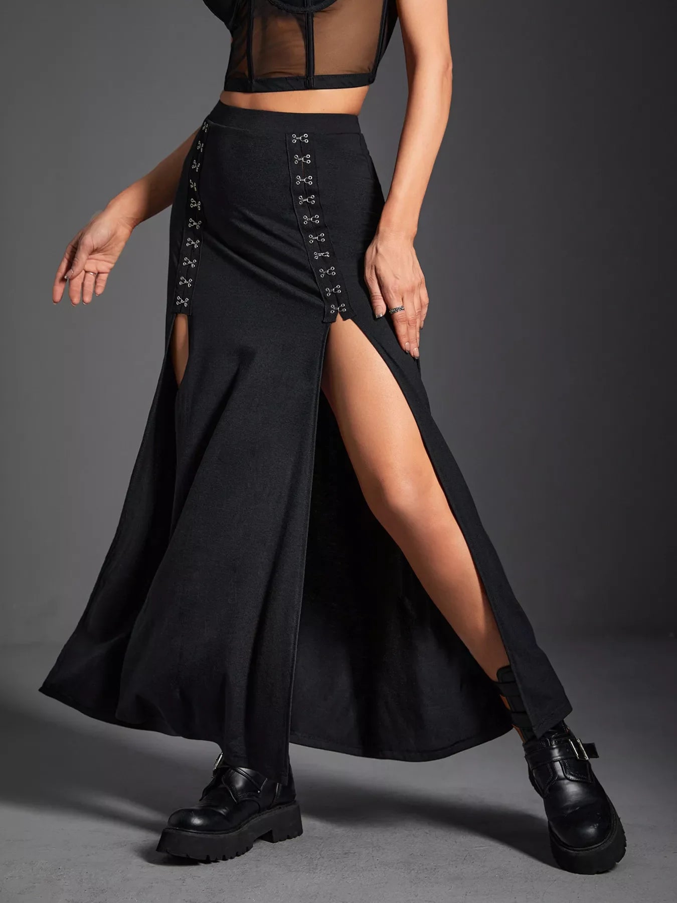 Double Slit High Waist Skirt