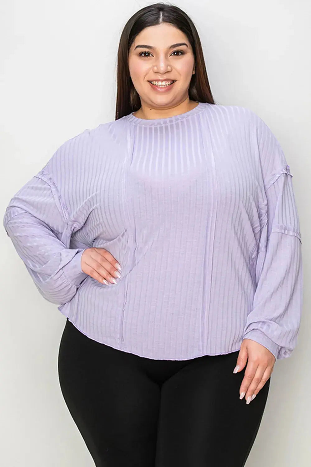 Basic Bae Full Size Round Neck Ribbed Long Sleeve T Shirt
