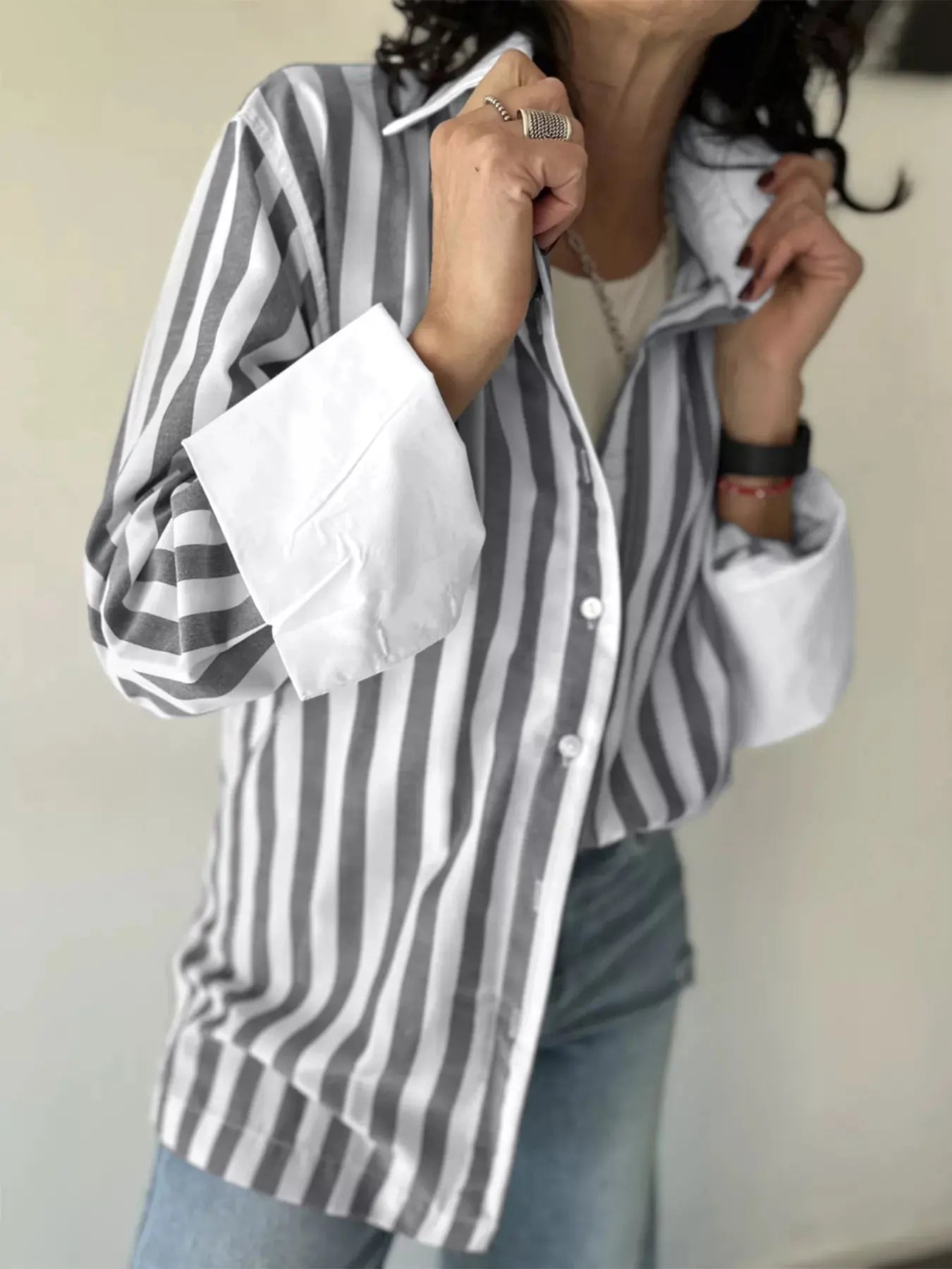Striped Oversized Button Up Shirt
