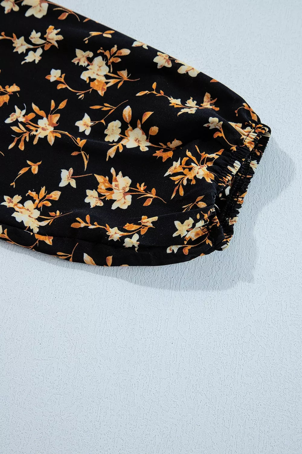 Women's Floral Print Smocked Waist Long Sleeve Blouse