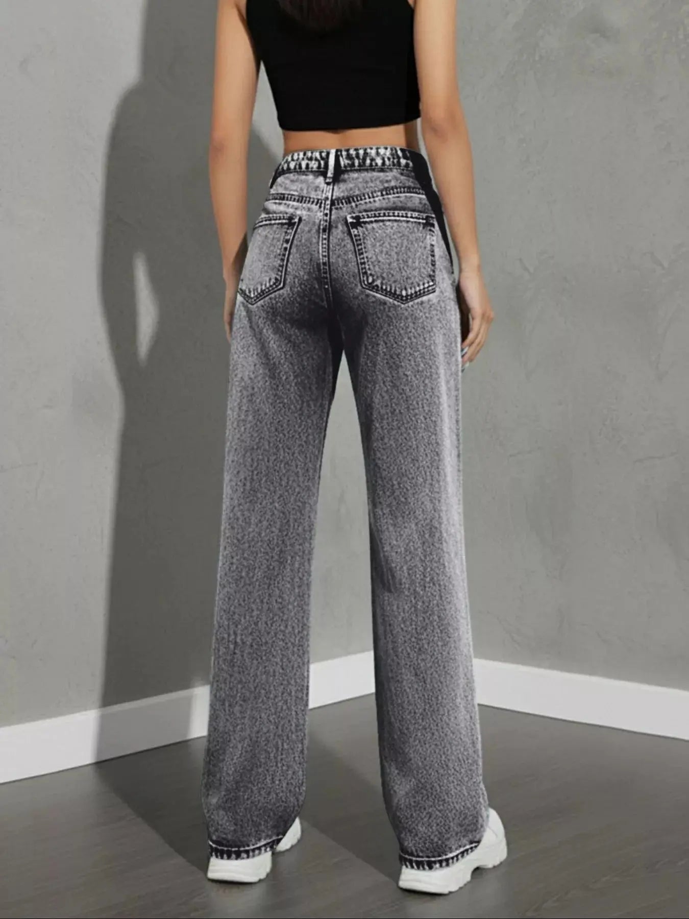 High Waist Wide Leg Denim Jeans