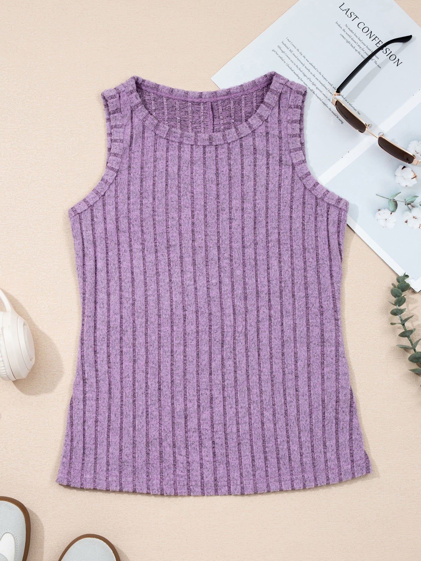 Slim Mineral Wash Ribbed Tank Top