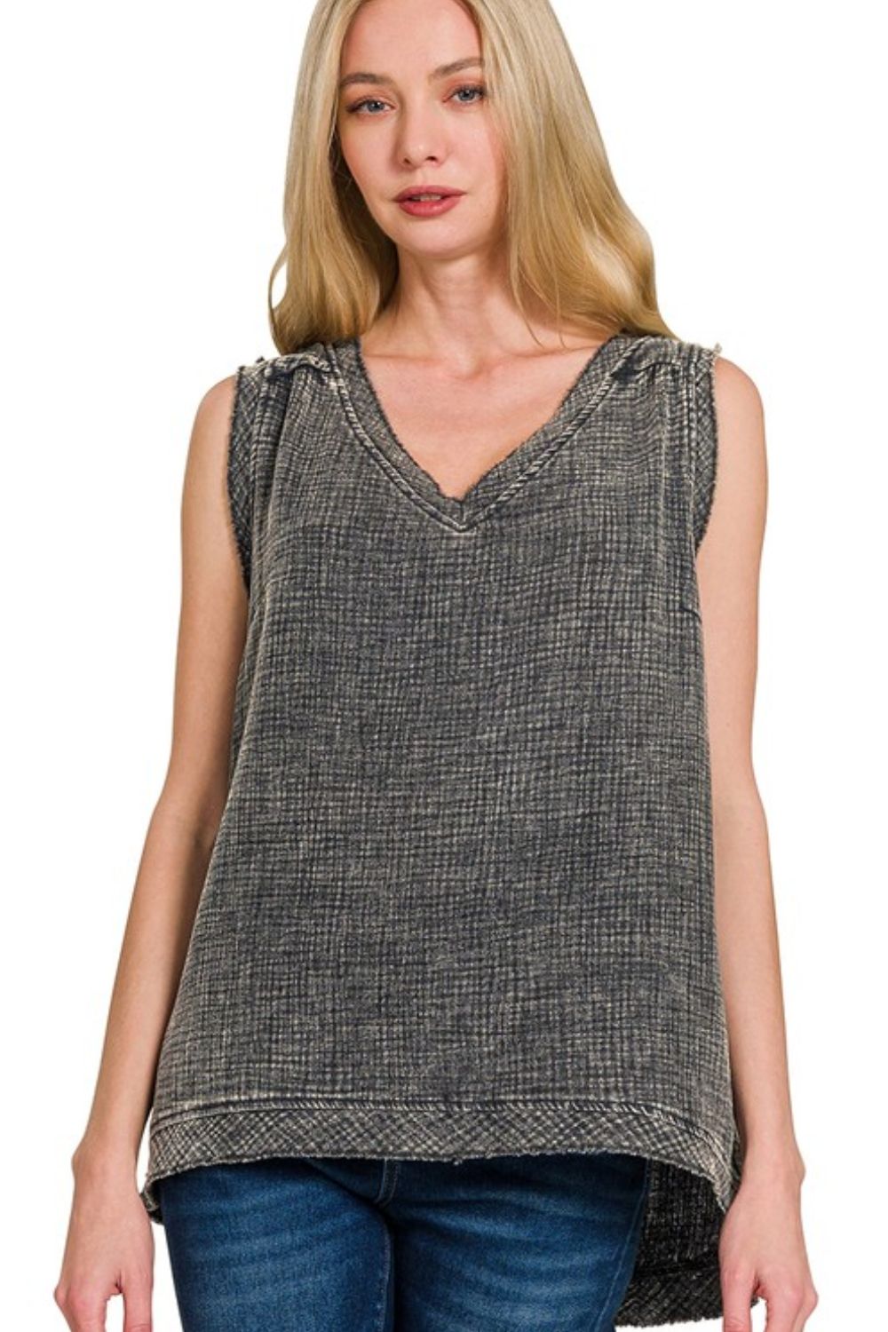 Dresses Trendsi Gauze Tank Top Women's Casual Acid Wash Raw Edge Summer Top