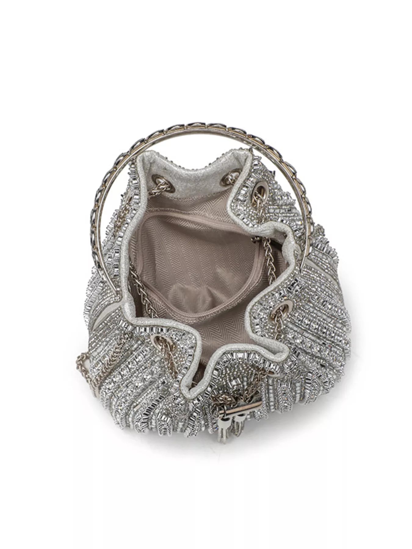 Bucket Style Rhinestone Crossbody Bag