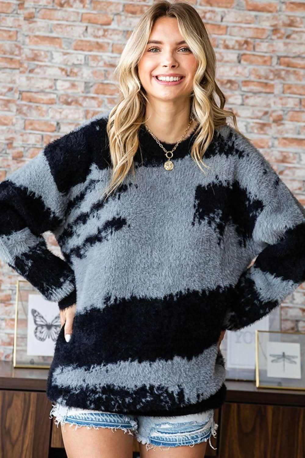 Sweaters Trendsi Feather Yarn Sweater Women's Fall/Winter Cozy Warm Knit Top