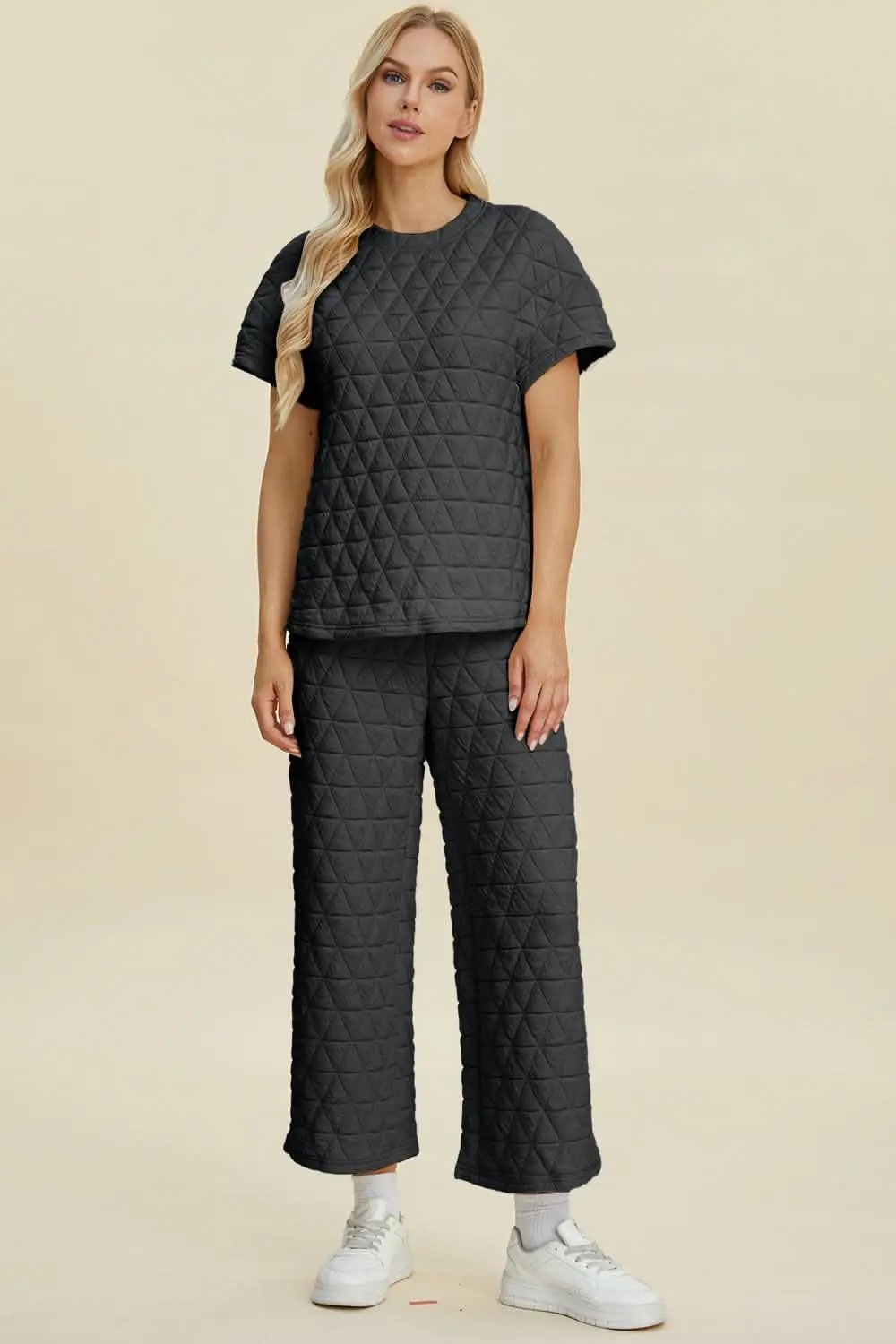 Women's Clothing Set - Textured Knit - Casual Loungewear