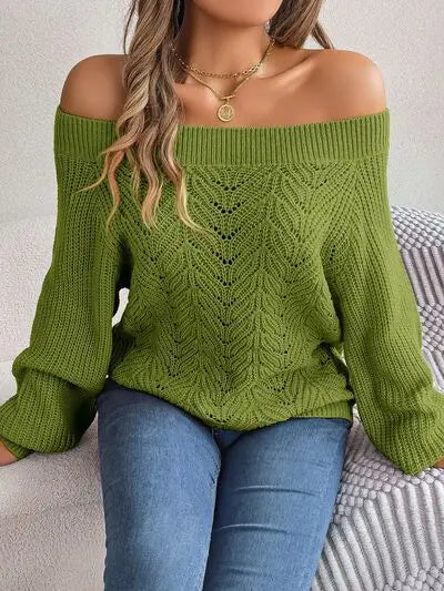 Off-Shoulder Long Sleeve Sweater