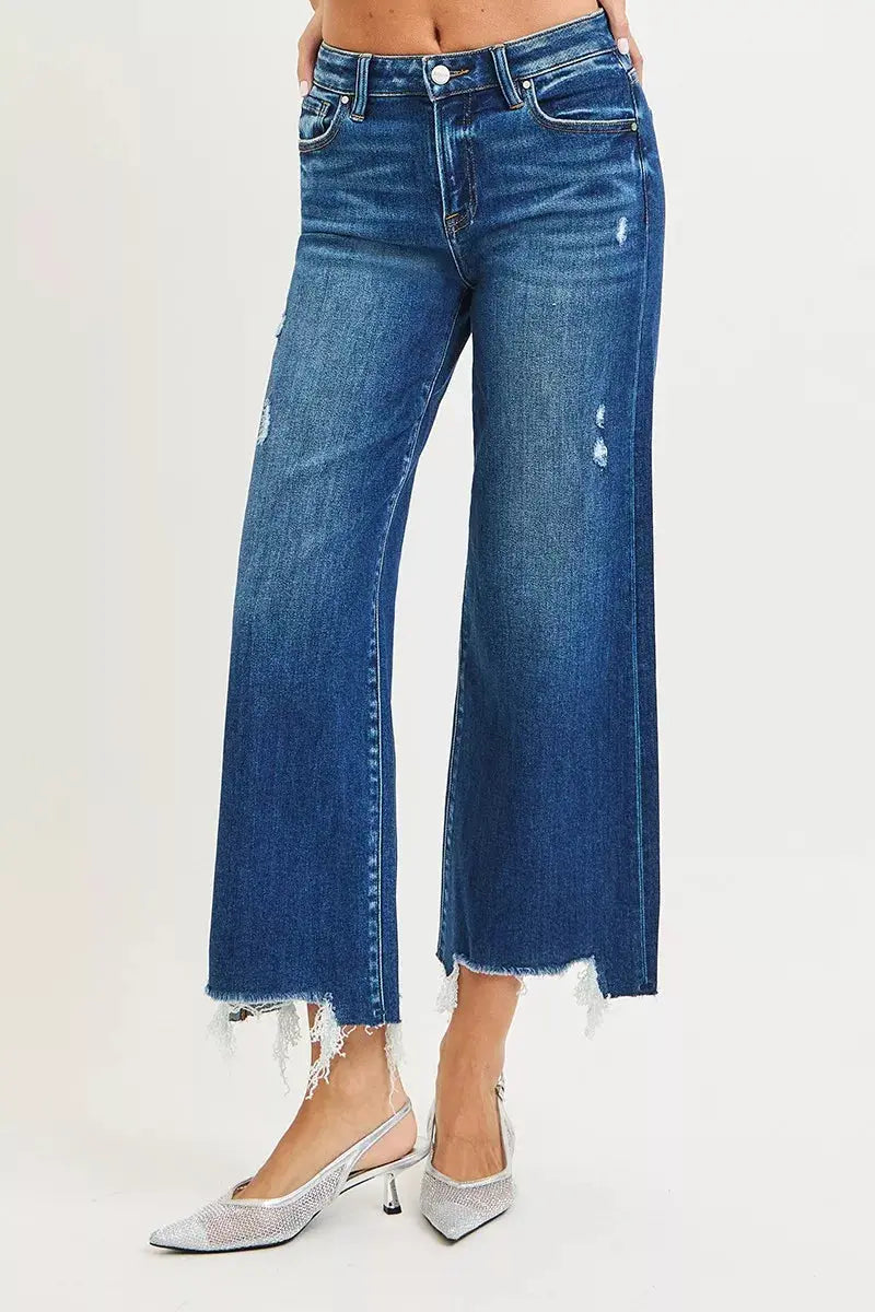 RISEN Jeans - High Rise Crop Wide Leg Jeans