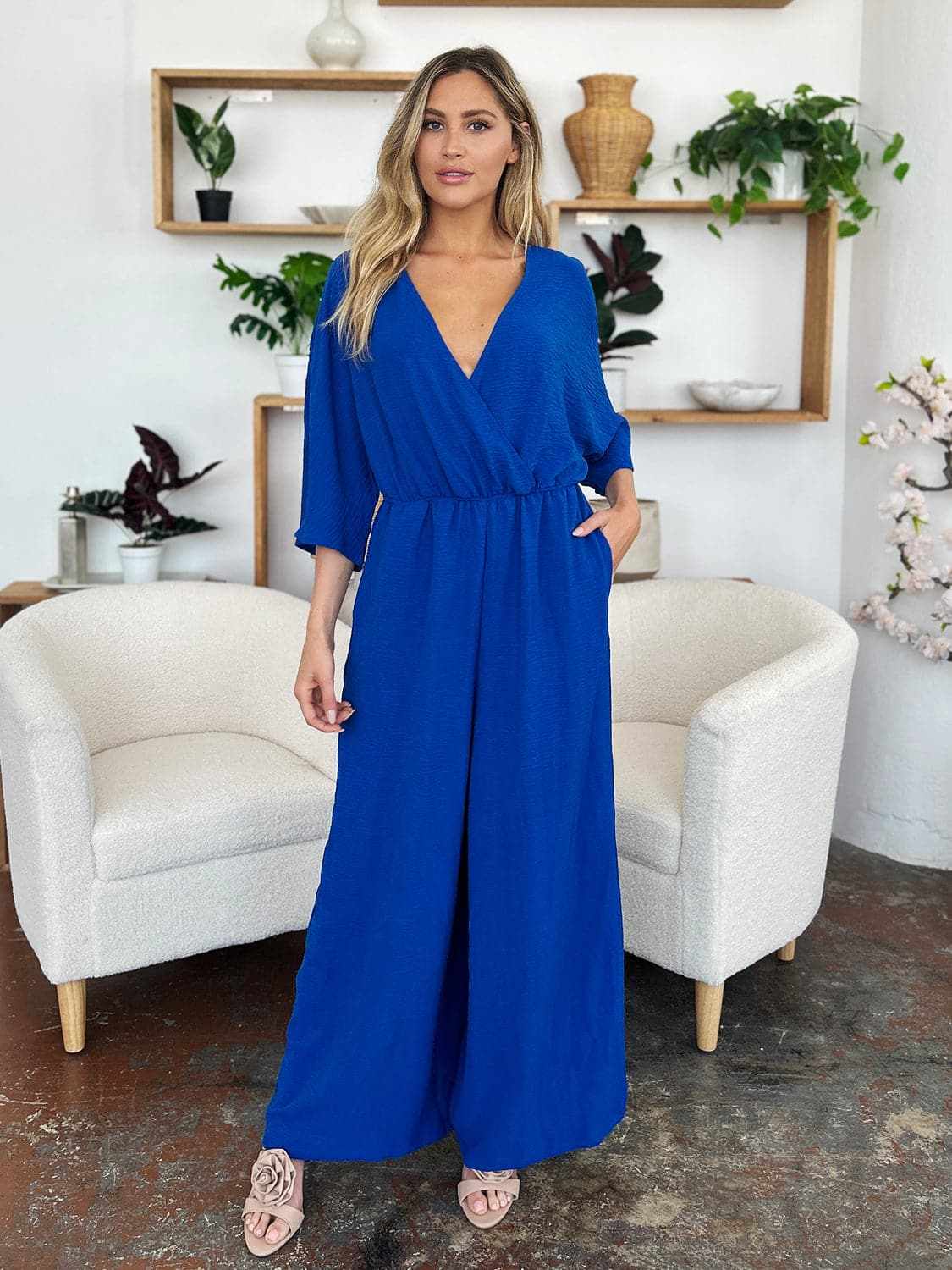Trendsi Surplice Wide Leg Jumpsuit - Chic & Elegant