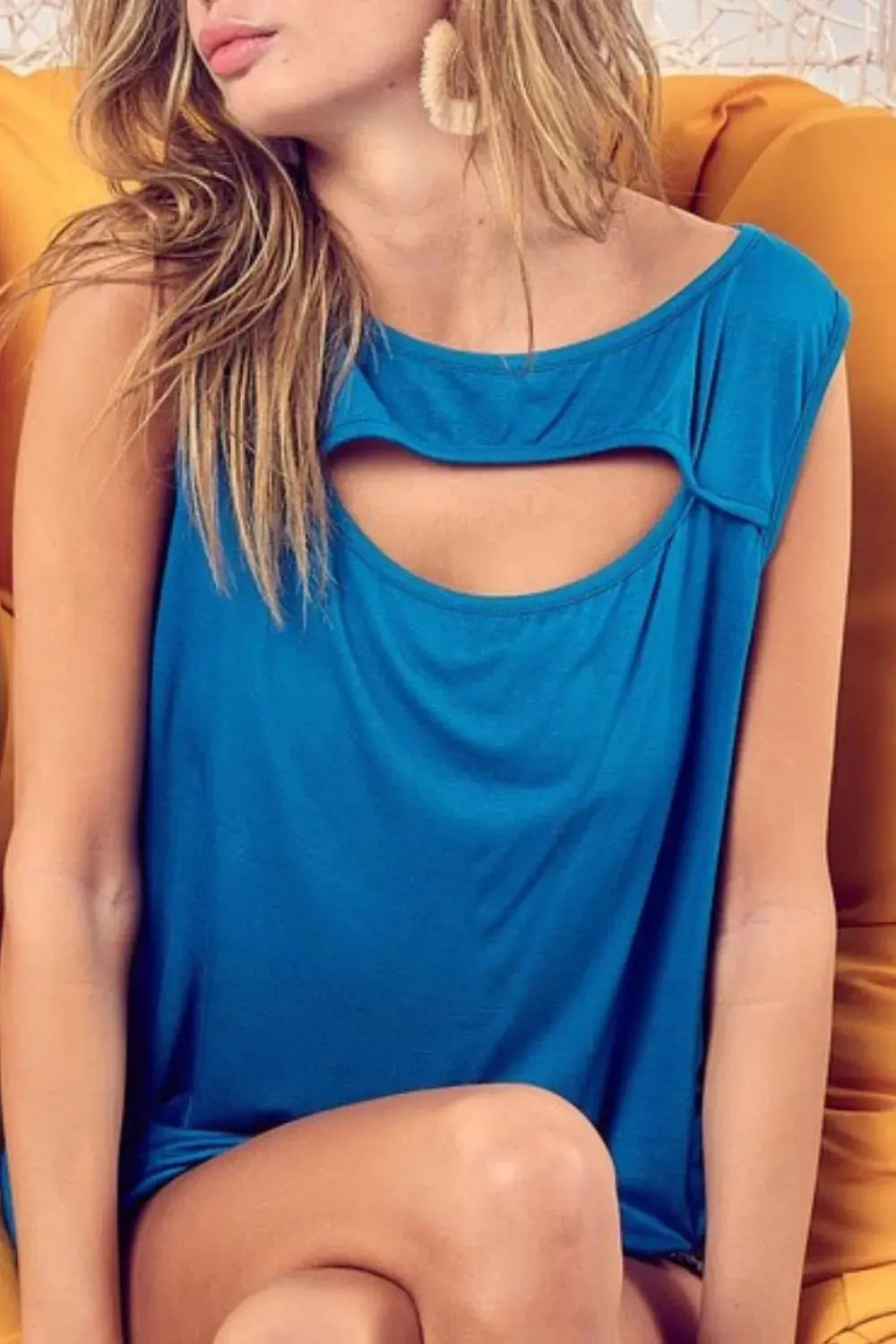 Trendsi Cut Out Tank Top Rayon Knit Teal