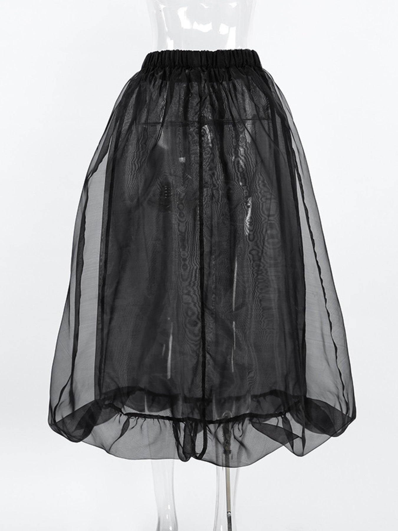 Sheer Flowy Elastic Waist Midi Skirt
