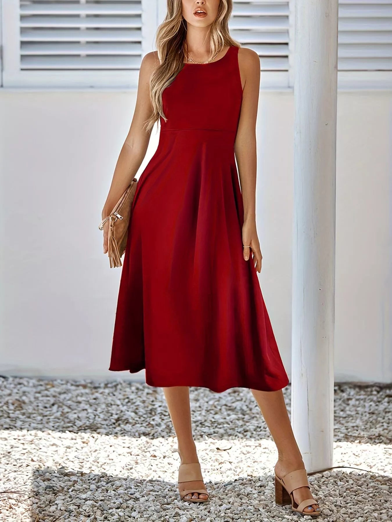 Sleeveless A Line Midi Dress