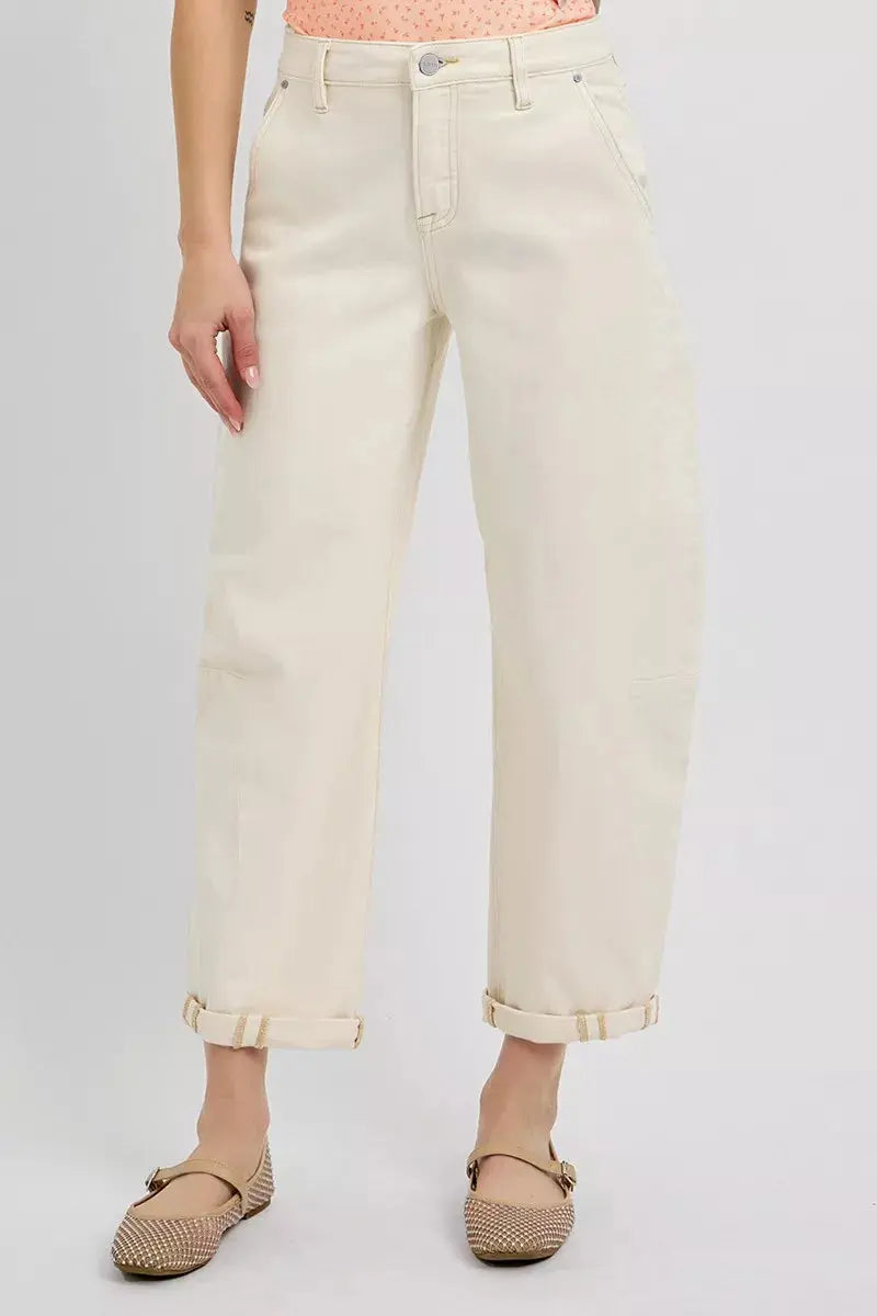 RISEN Jeans - High Rise Relaxed Barrel Cuffed Jeans