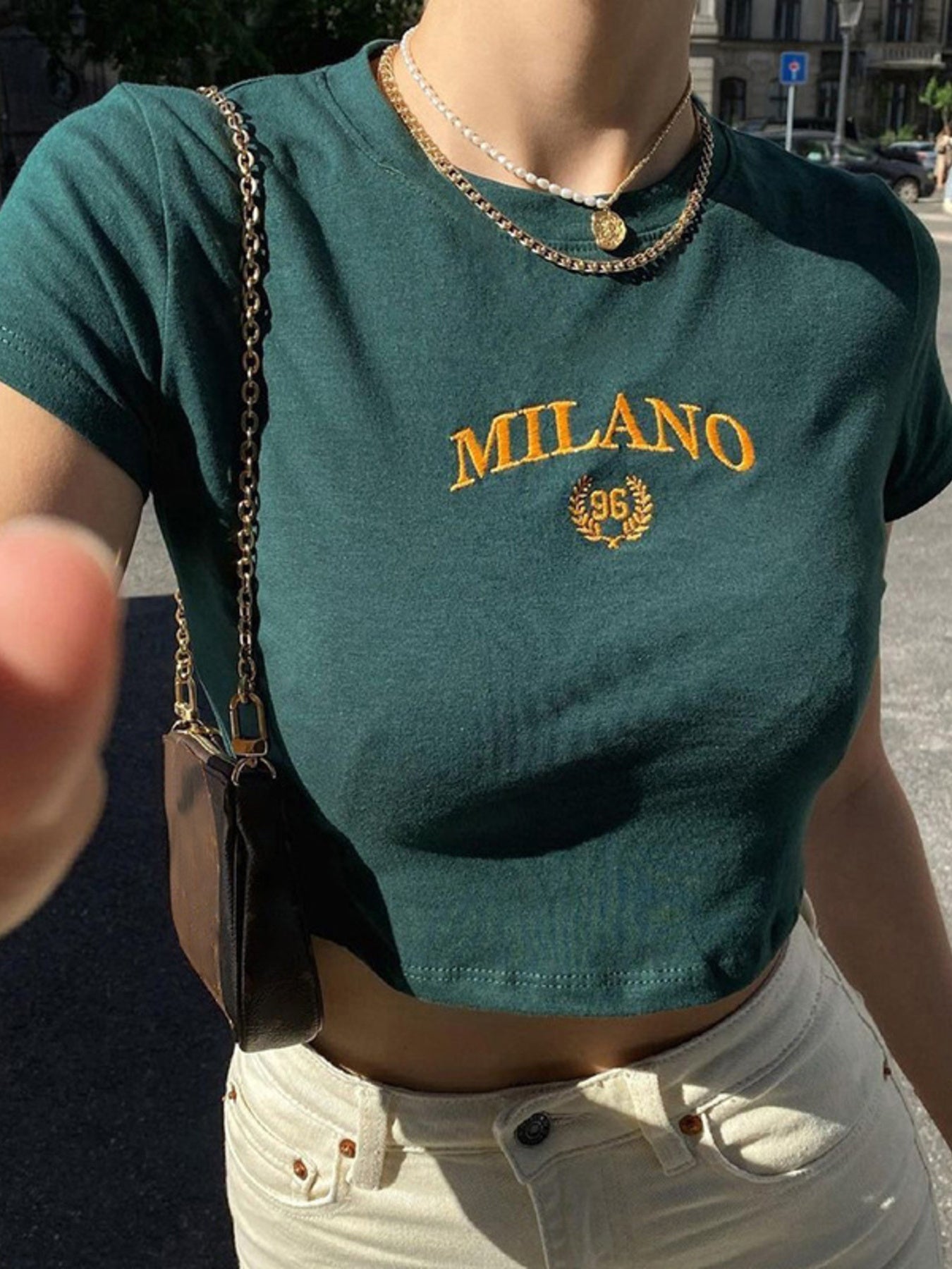 Milano Embroidered Cropped T Shirt