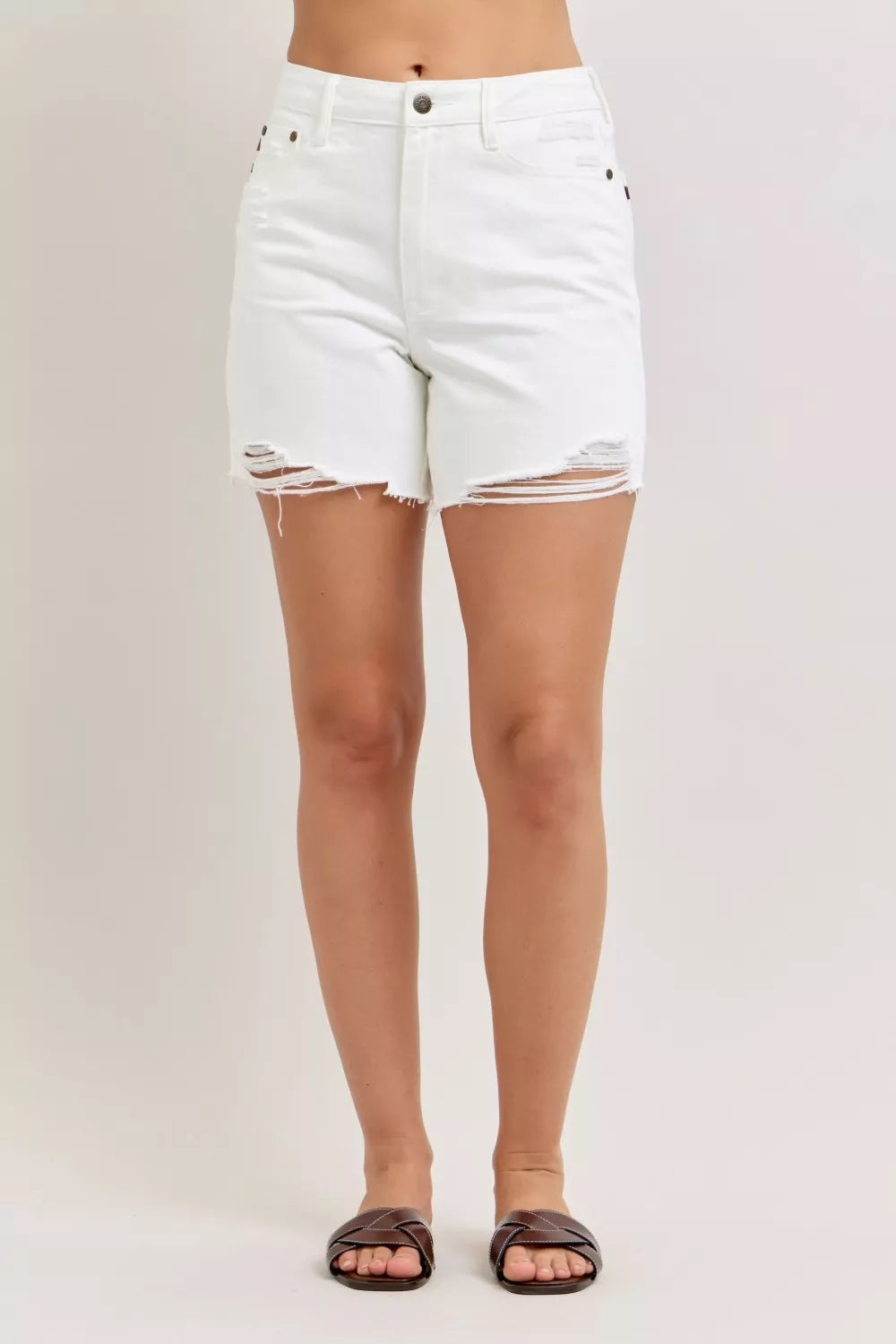 High Waist Rigid Magic Judy Blue Dad Shorts with Cell Phone Back Pocket