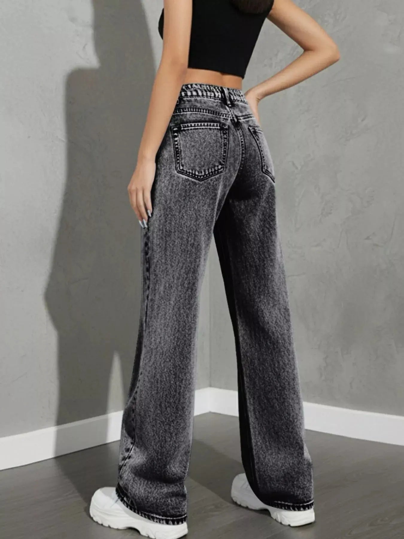 High Waist Wide Leg Denim Jeans