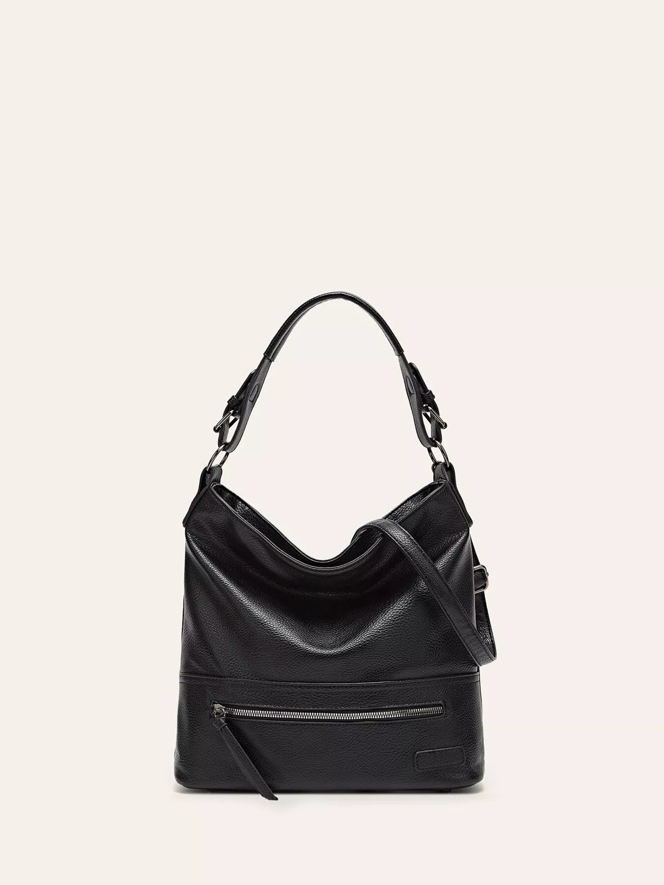 Zip Front Classic Leather Handbag