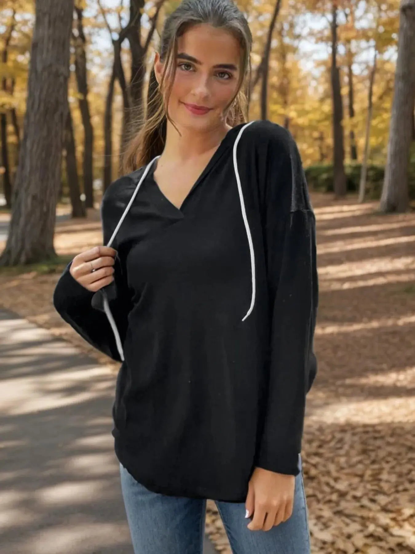 Plus Size Drawstring Long Sleeve Hoodie