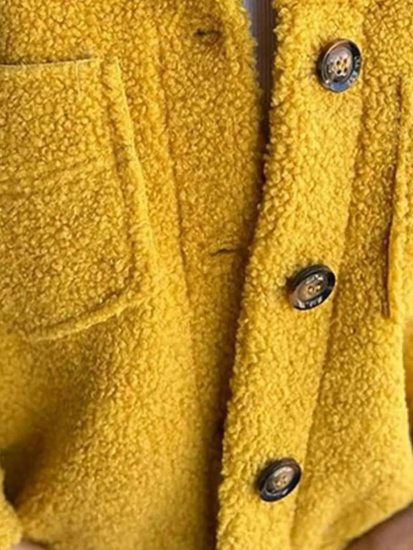 Plus Size Single-Breasted Sherpa Shacket