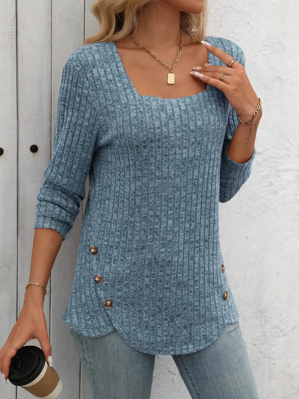 Mandy Square Neck Long Sleeve T Shirt