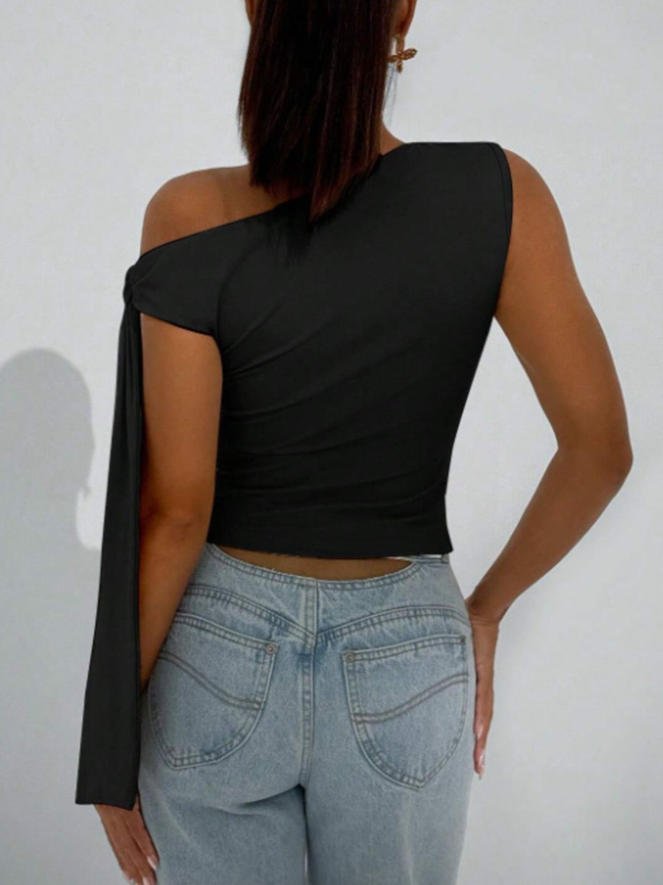 Tie Detail One Shoulder Top