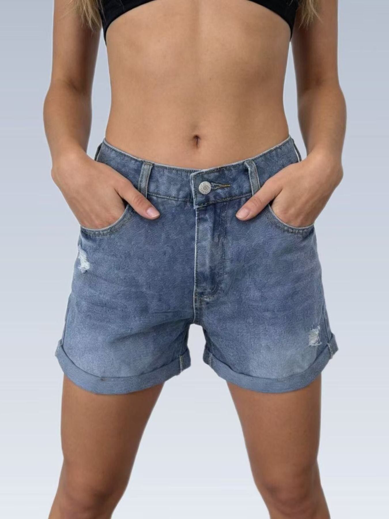 High Waisted Distressed Shorts