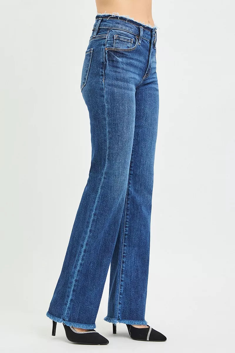 RISEN Jeans - Full Size Mid Rise Bootcut Frayed Waistband Hem Detail Jeans