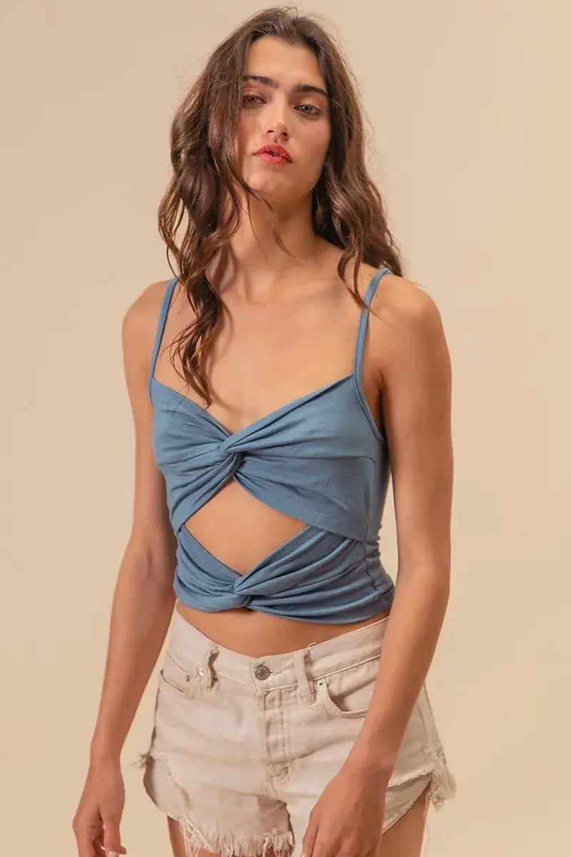 Trendsi Double Twist Cami Tank Top in Denim
