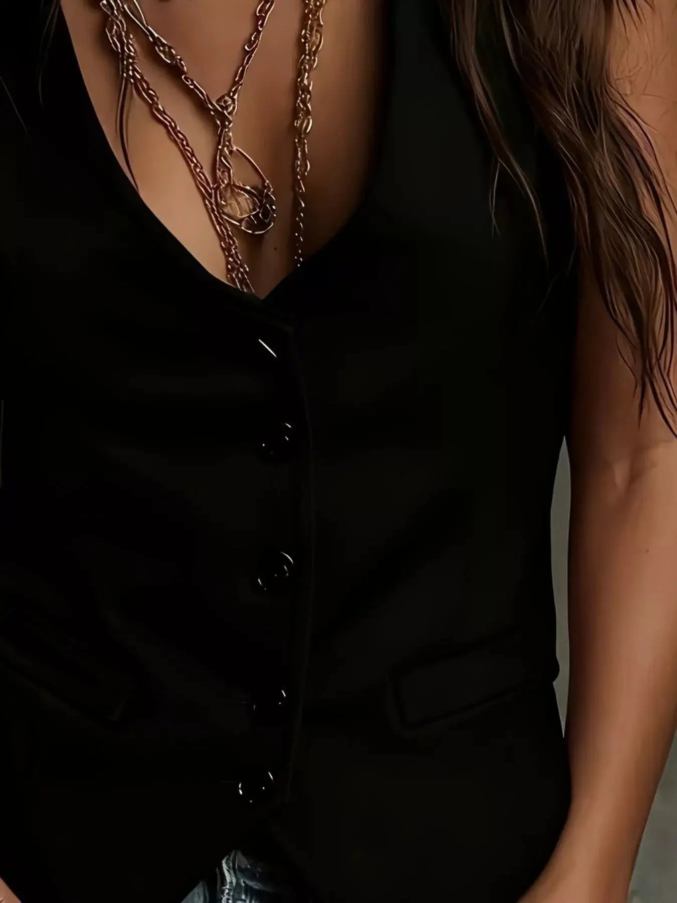 Velvet Button Down Vest Coat