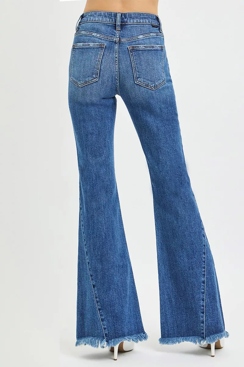 RISEN Jeans - Mid Rise Flare Side Seam Detailing Jeans