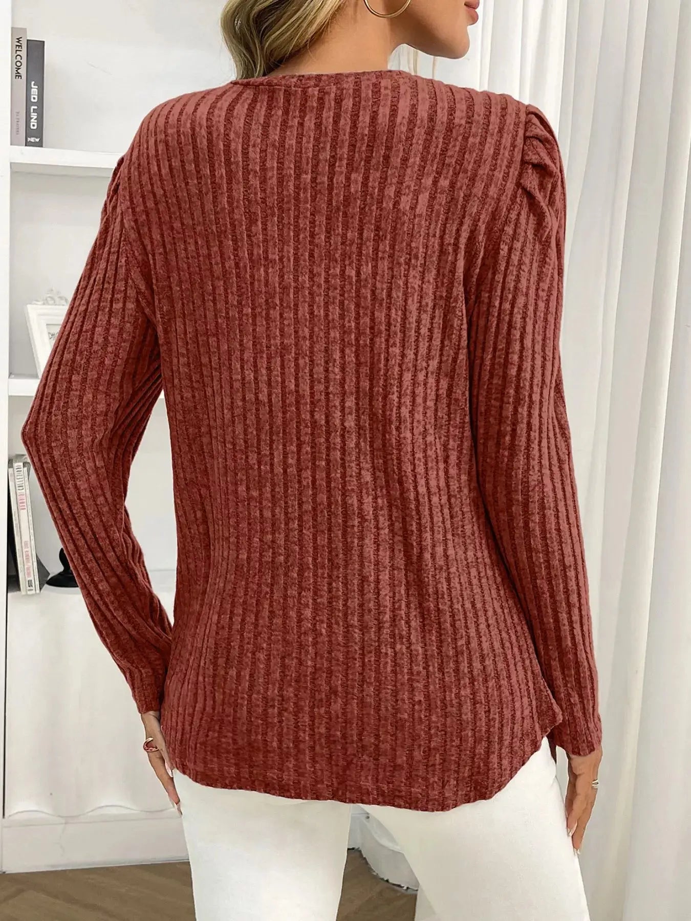 Round Neck Puff Sleeve T Shirt