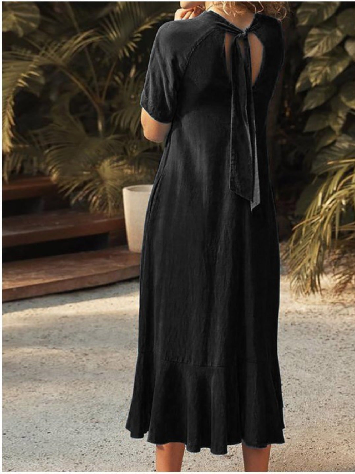 V Neck Short Sleeve Dress with Pockets