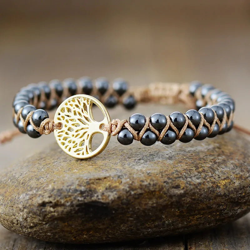 Alloy Braided Natural Stone Bracelet