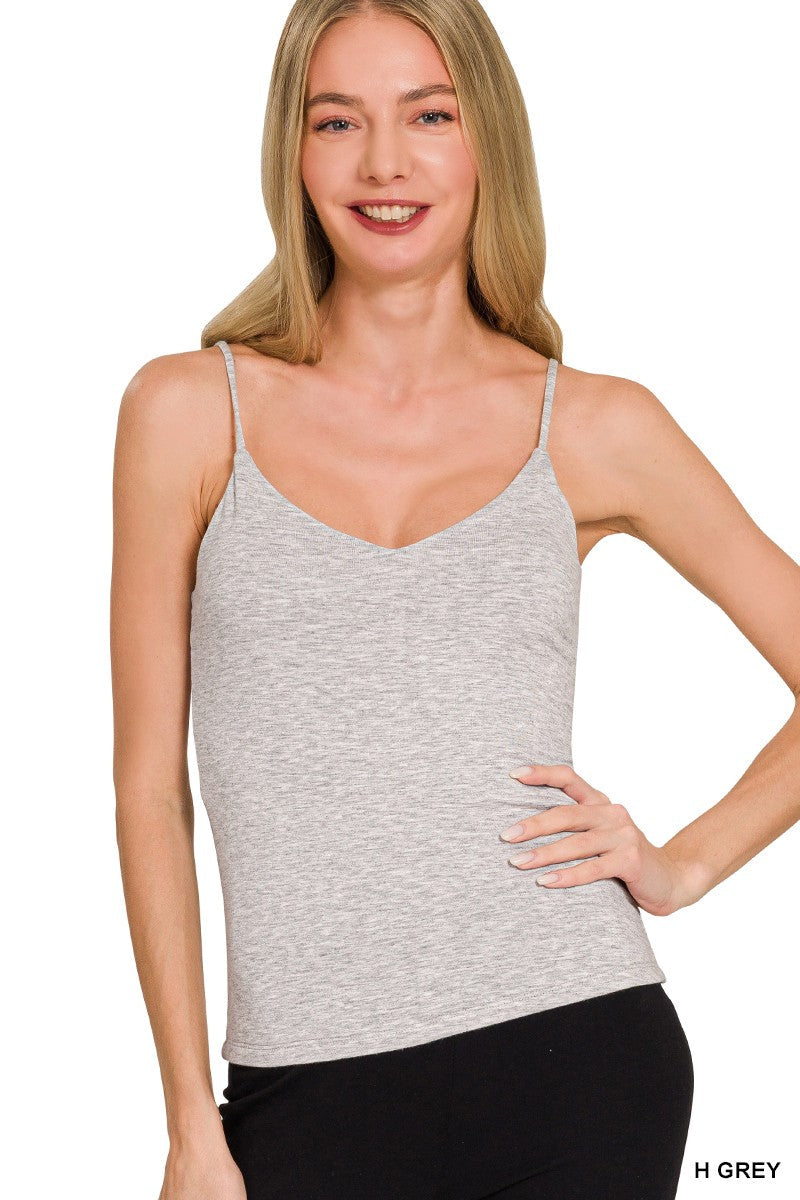 Zenana Double Layered V Neck Spaghetti Cami Tank Top