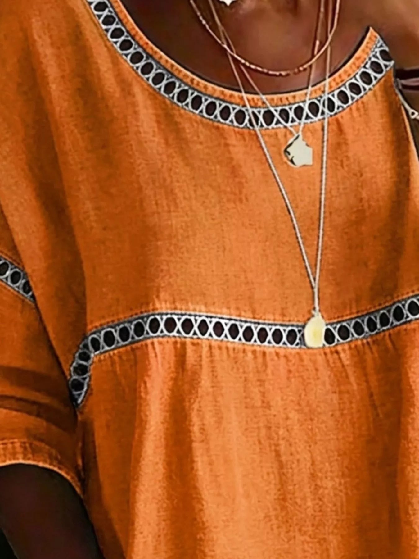 Full Size Hollow Out Round Neck Top