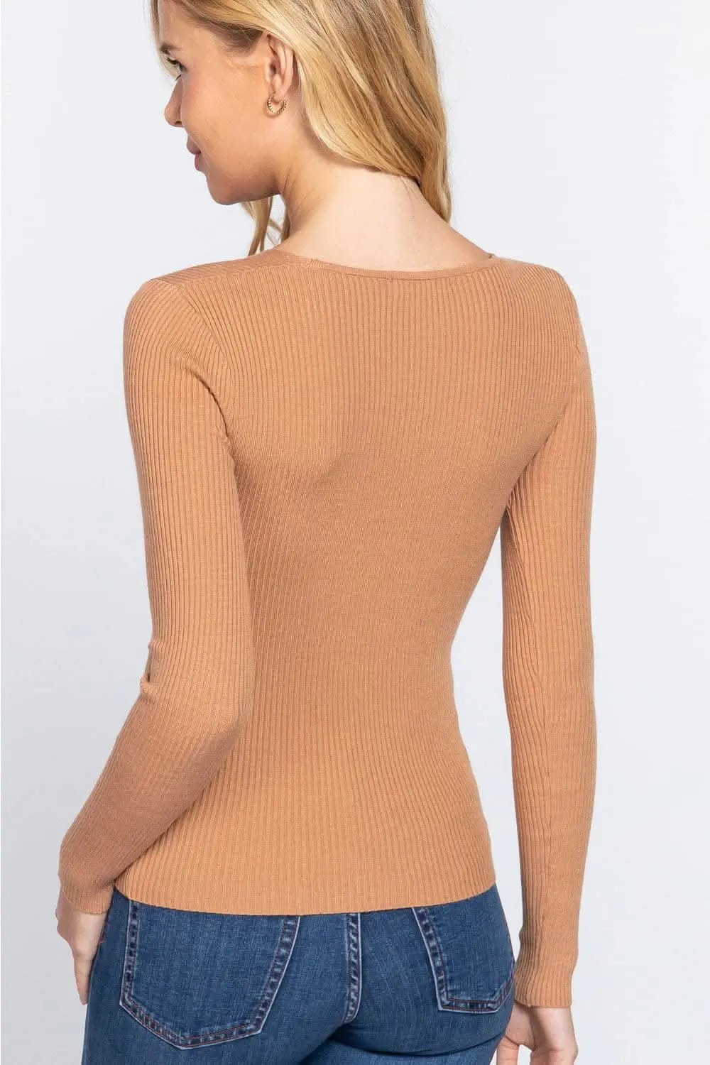 Trendsi V-Neck Activewear Top | Fitted Rib Knit
