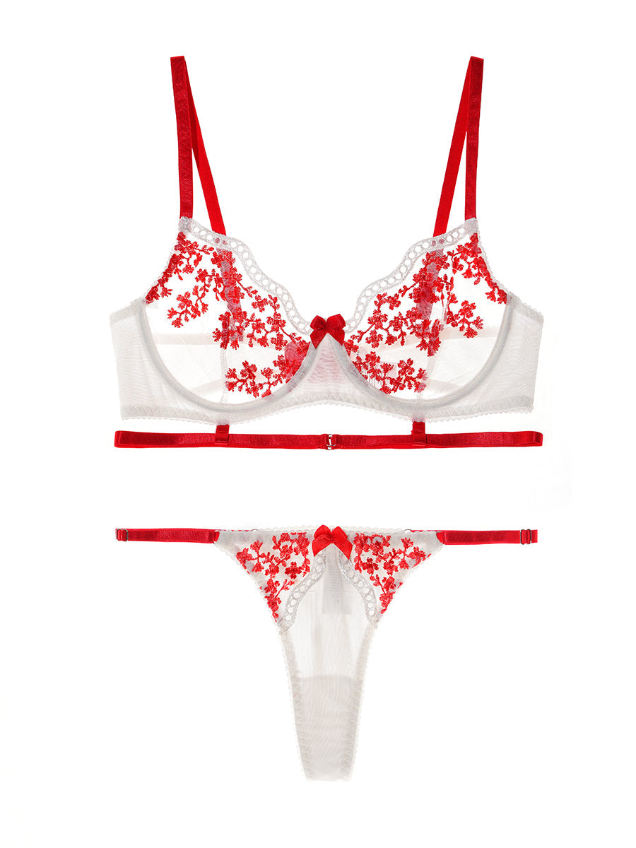 Luxurious Red Floral Lingerie Set