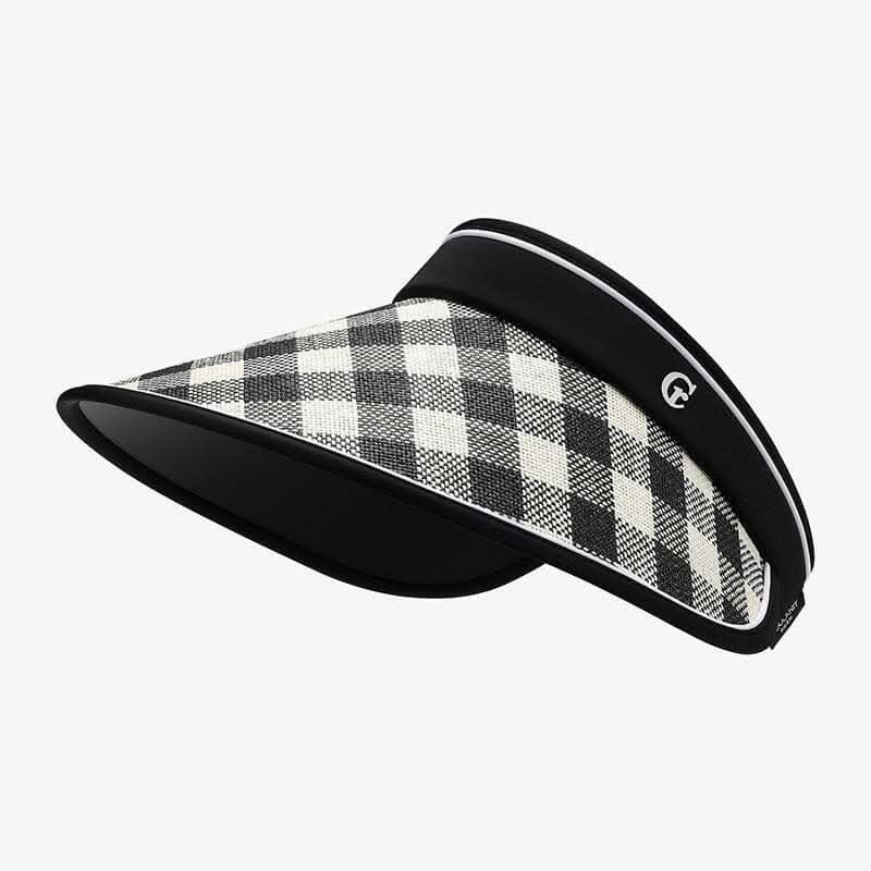 Accessories Trendsi Adjustable Plaid Sun Hat Black One Size Natural Grass