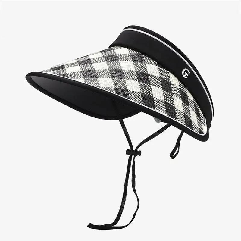 Accessories Trendsi Adjustable Plaid Sun Hat Black One Size Natural Grass