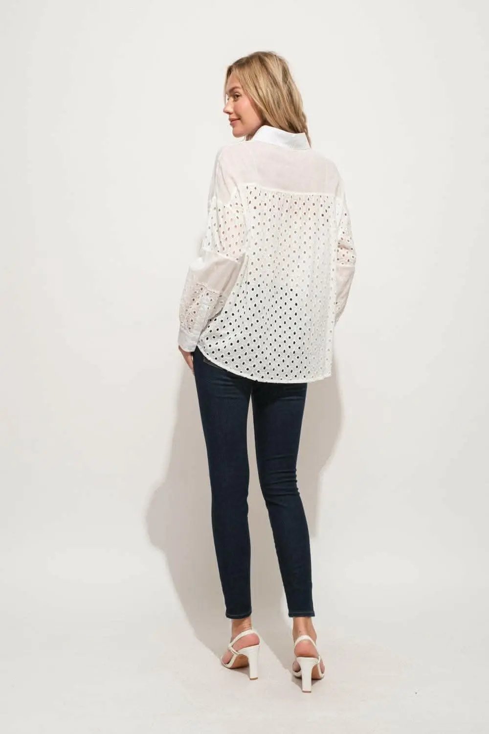 Pants Trendsi And The Why Eyelet Long Sleeve Button Down Shirt - USA Design,