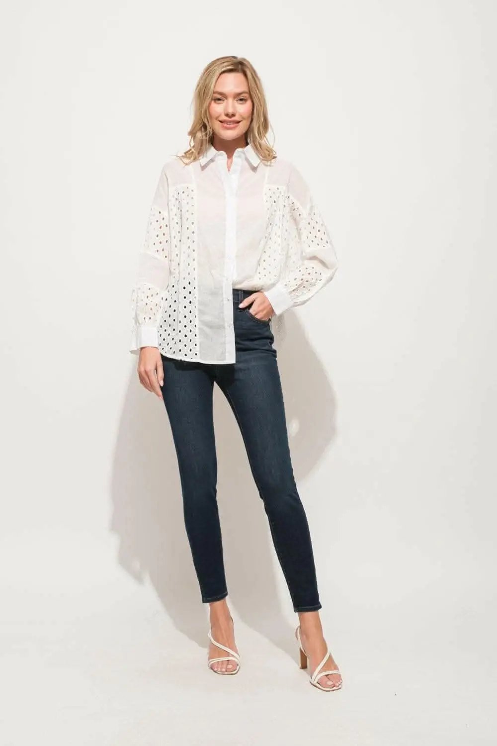 Pants Trendsi And The Why Eyelet Long Sleeve Button Down Shirt - USA Design,