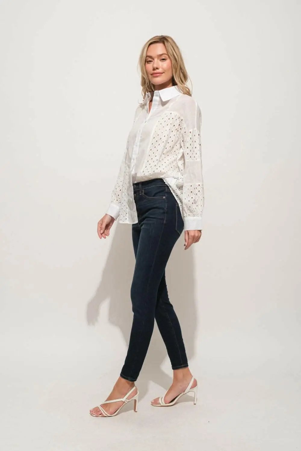 Pants Trendsi And The Why Eyelet Long Sleeve Button Down Shirt - USA Design,