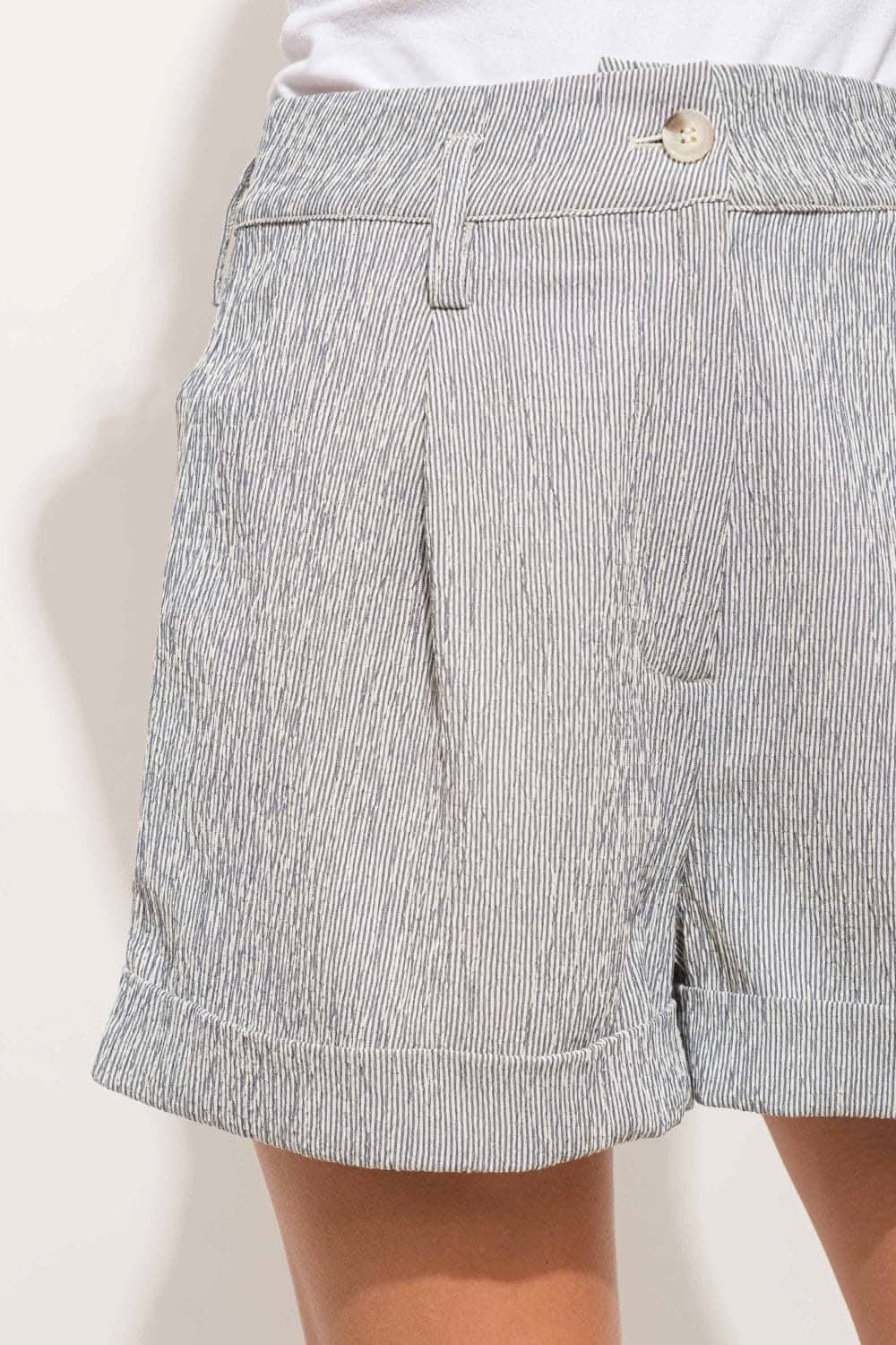 Trendsi And The Why Pin Striped High Waist Shorts Navy Small