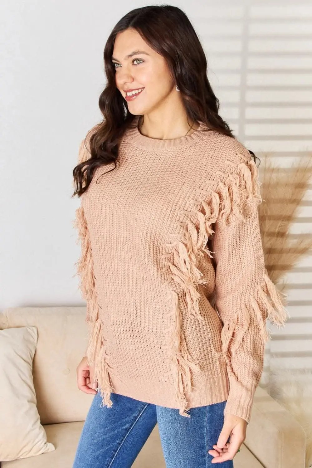 Sweaters Trendsi And The Why Tassel Sweater Dusty Pink S/M Pullover