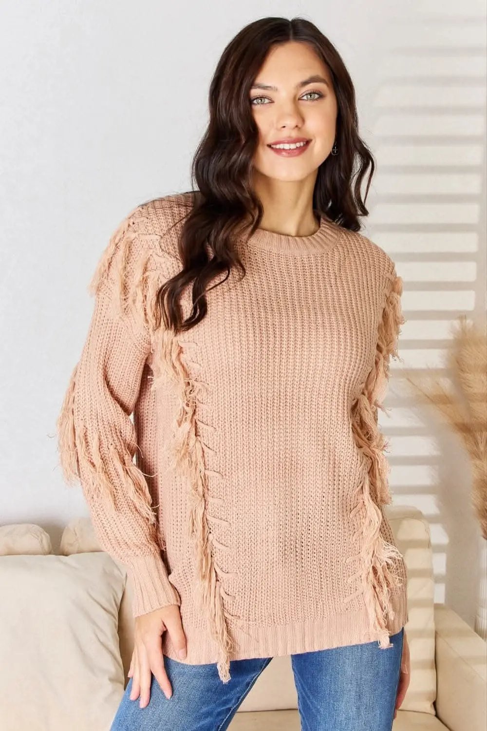 Sweaters Trendsi And The Why Tassel Sweater Dusty Pink S/M Pullover