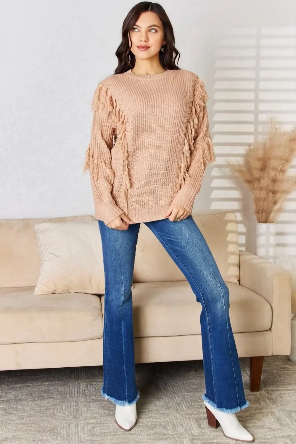 Sweaters Trendsi And The Why Tassel Sweater Dusty Pink S/M Pullover