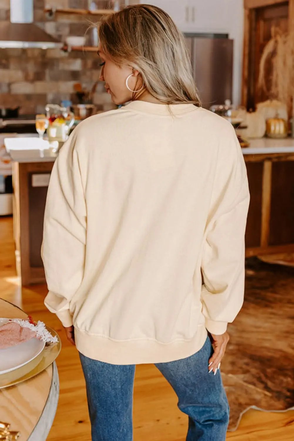 Accessories Love Salve Apricot THANKS Chenille Embroidered Drop Shoulder