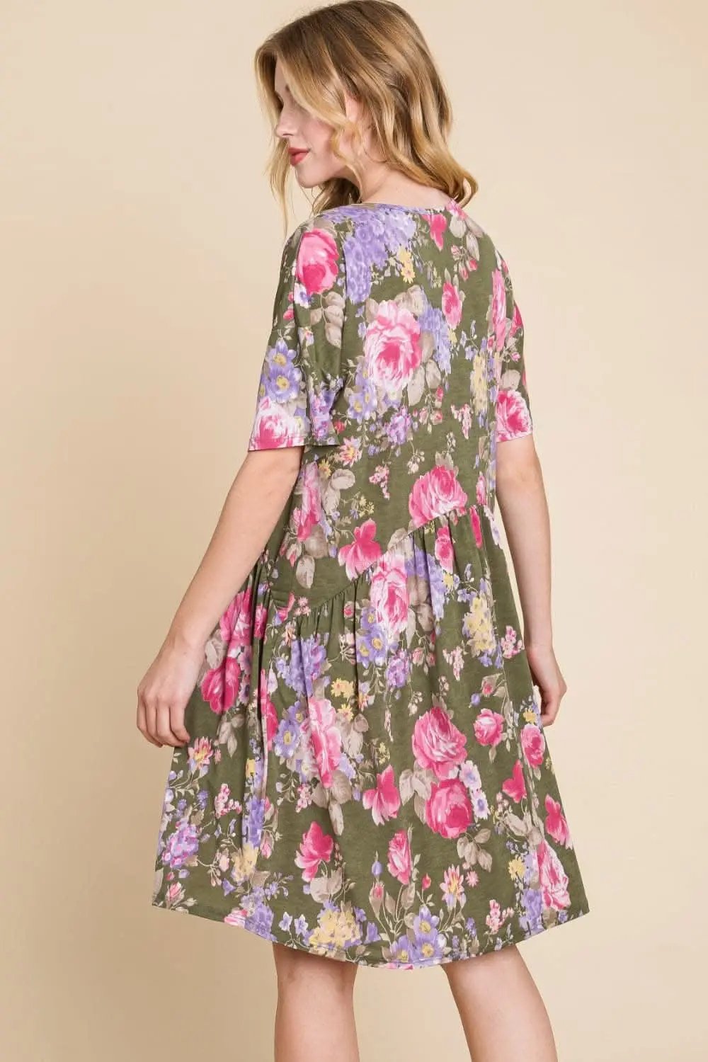 Dresses Trendsi Floral V-Neck Dress Women's Casual Party Dress Ruched & Flattering