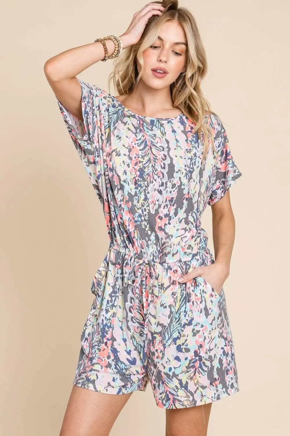 T-Shirts Trendsi just arrived - BOMBOM Playful Print Drawstring Romper