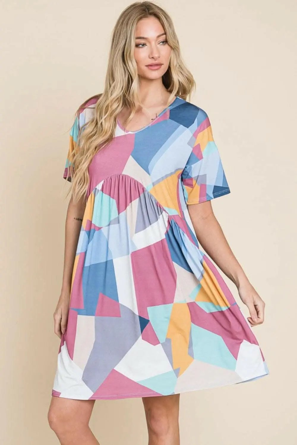 Dresses Trendsi Ruched Color Block Mini Party Dress Women's Figure Flattering